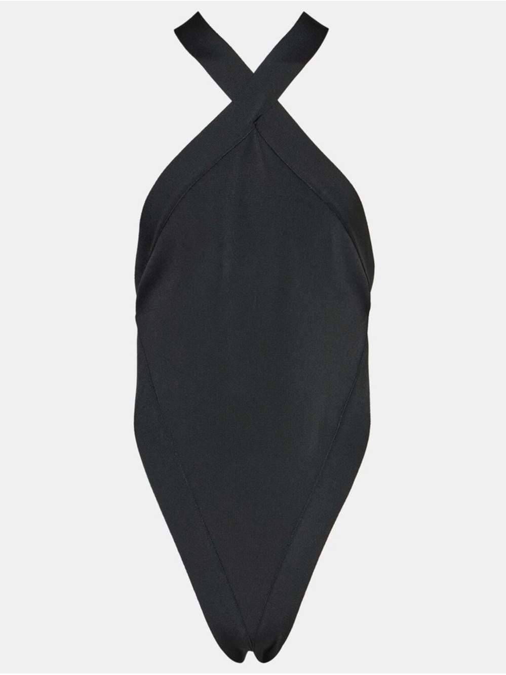 Saint Laurent Black Cross-Neck Bodysuit